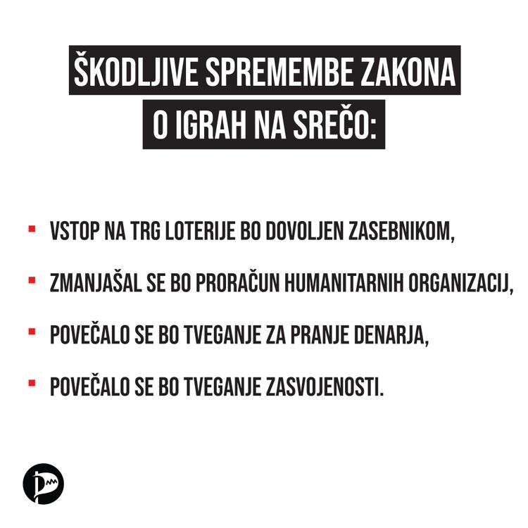 Škodljive spremembe zakona o igrah na srečo