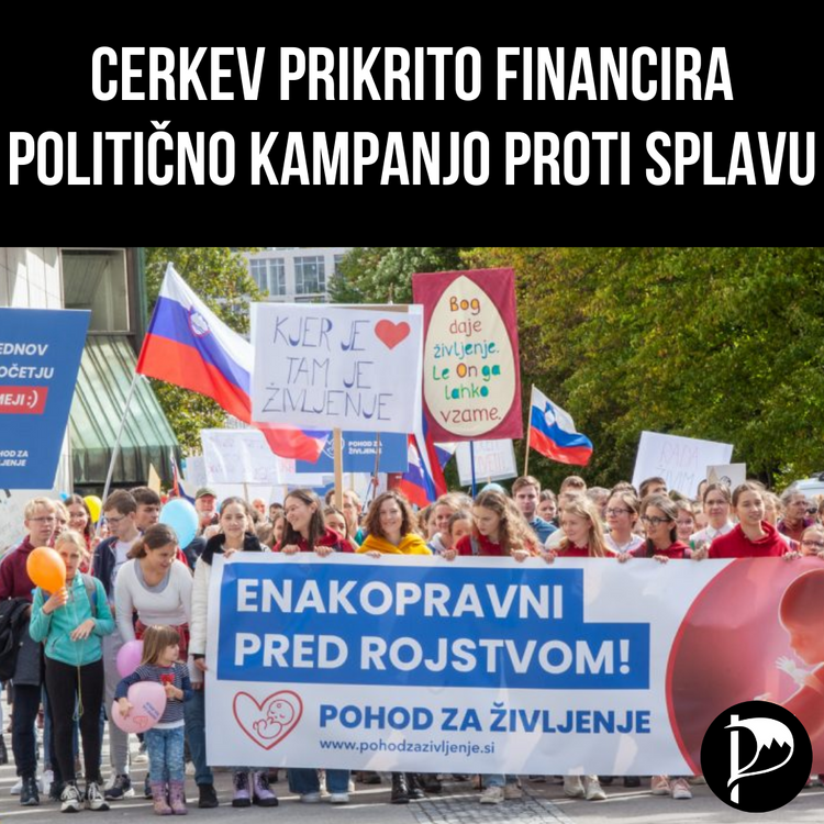 Cerkev prikrito financira
politično kampanjo proti splavu